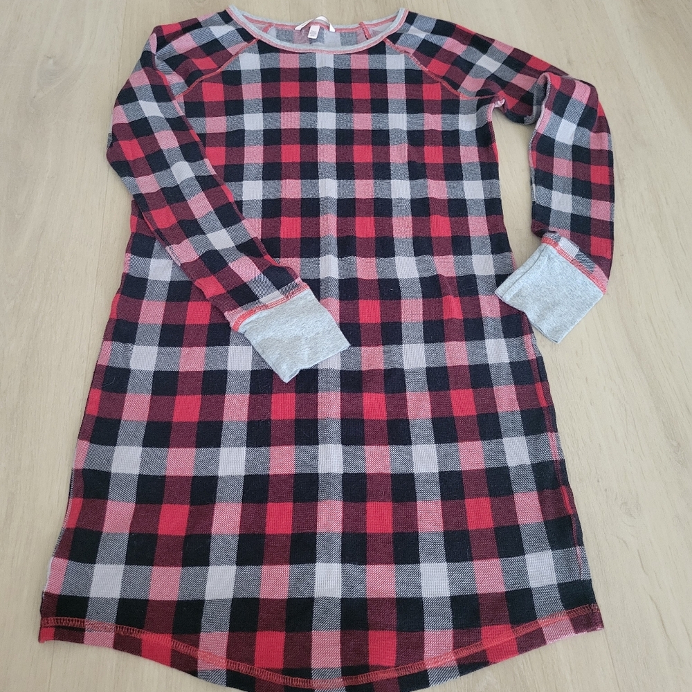 Victoria's Secret Red & Black Buffalo Plaid Long Sleeve Tunic Pjs